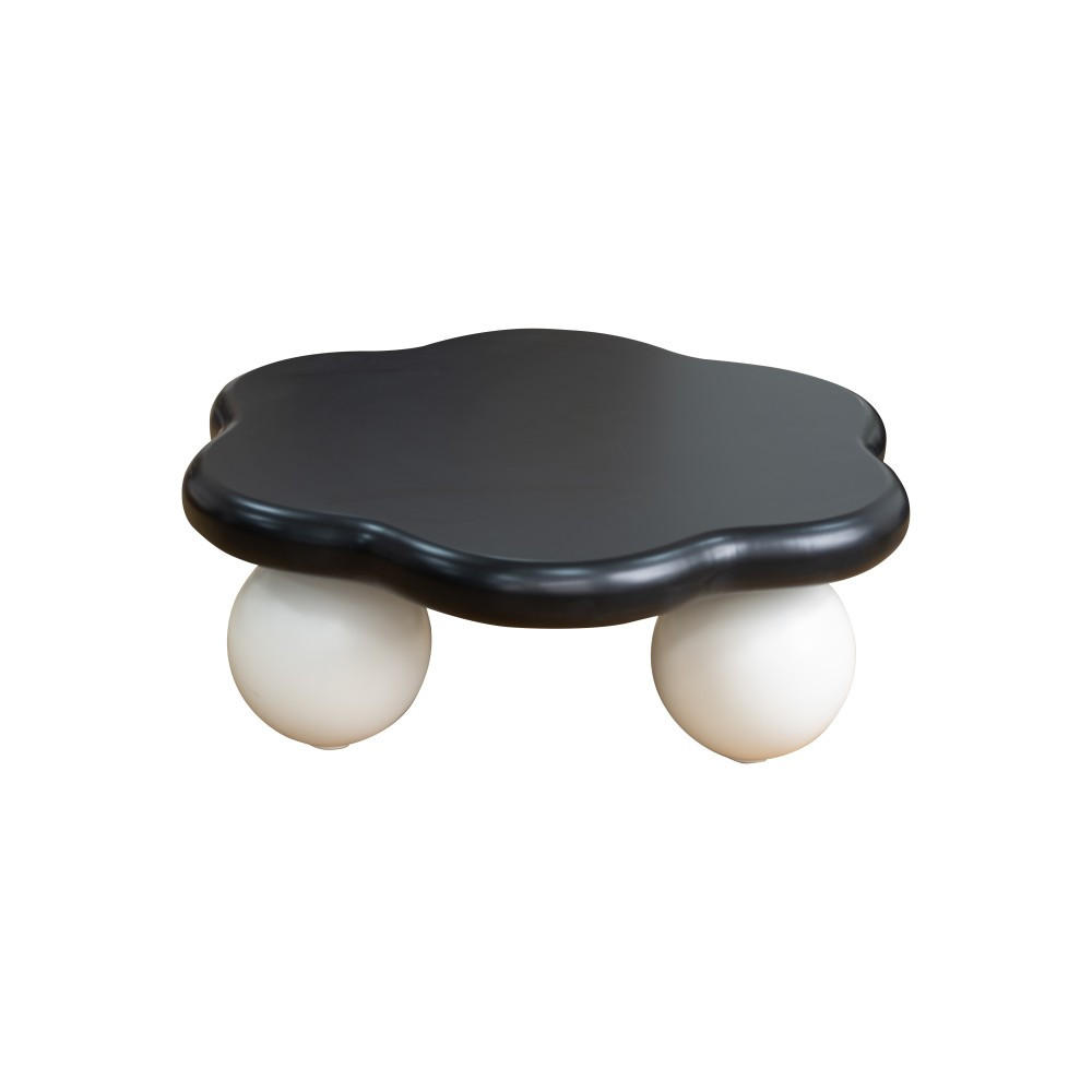 COUCHTISCH wolkenförmig 80 cm mit Kugelfüßen, Kontrast-Design Schwarz & Weiß, Beistelltisch für kleine Wohnungen - Schwarz/Weiß, Holzwerkstoff (79/79/31cm)