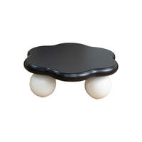 COUCHTISCH wolkenförmig 80 cm mit Kugelfüßen, Kontrast-Design Schwarz & Weiß, Beistelltisch für kleine Wohnungen - Schwarz/Weiß, Holzwerkstoff (79/79/31cm)