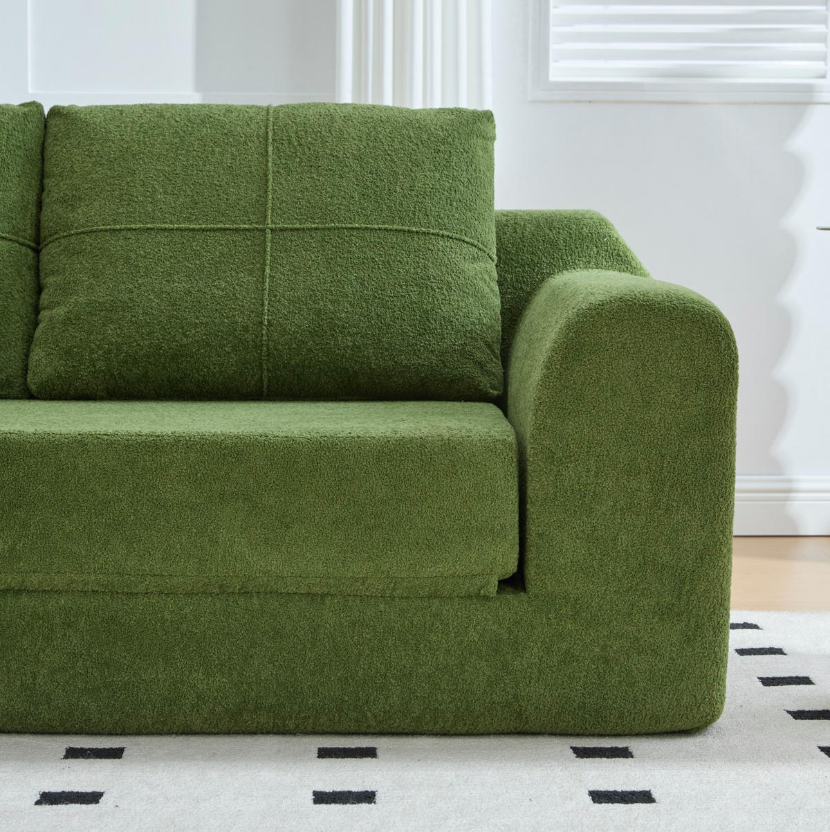 SCHLAFSOFA aus Stoff 179x95x79 cm Armeegrün 2-in-1 klappbar als Bodensofa und Bodenbett mit Armlehnen - Grün, Textil (178/61.5/96cm) - Modfu