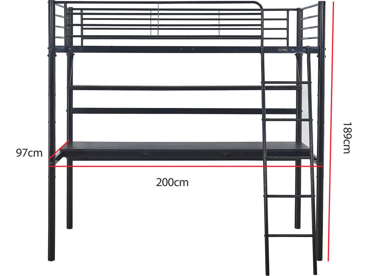 ETAGENBETT alona Schwarz - Schwarz, Metall (190/90cm) - Habitat Garten
