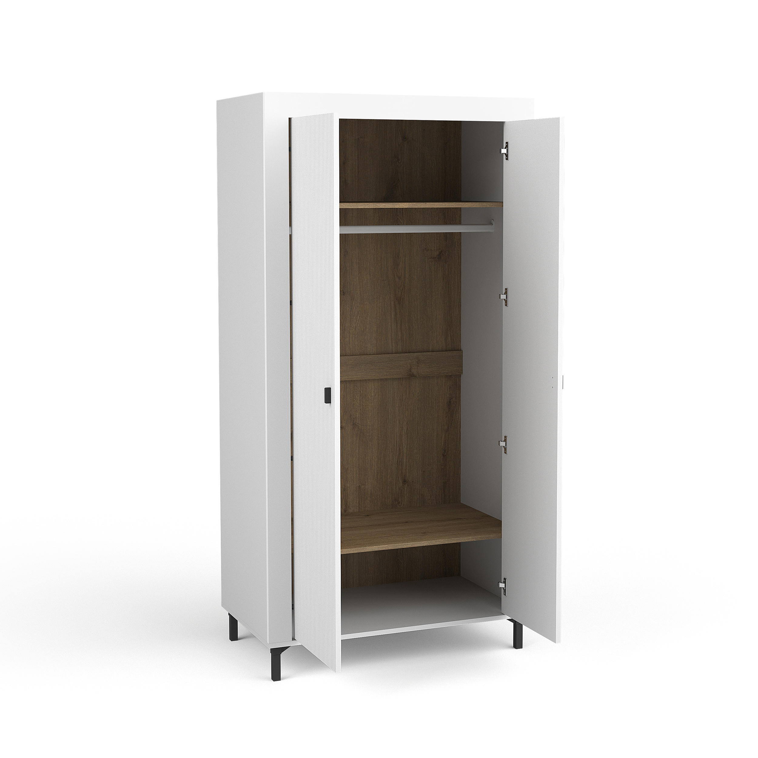 DREHTÜRENSCHRANK Monta mit 2 Türen, Weiß - Weiß, Holzwerkstoff (97/194/56cm) - Beautysofa