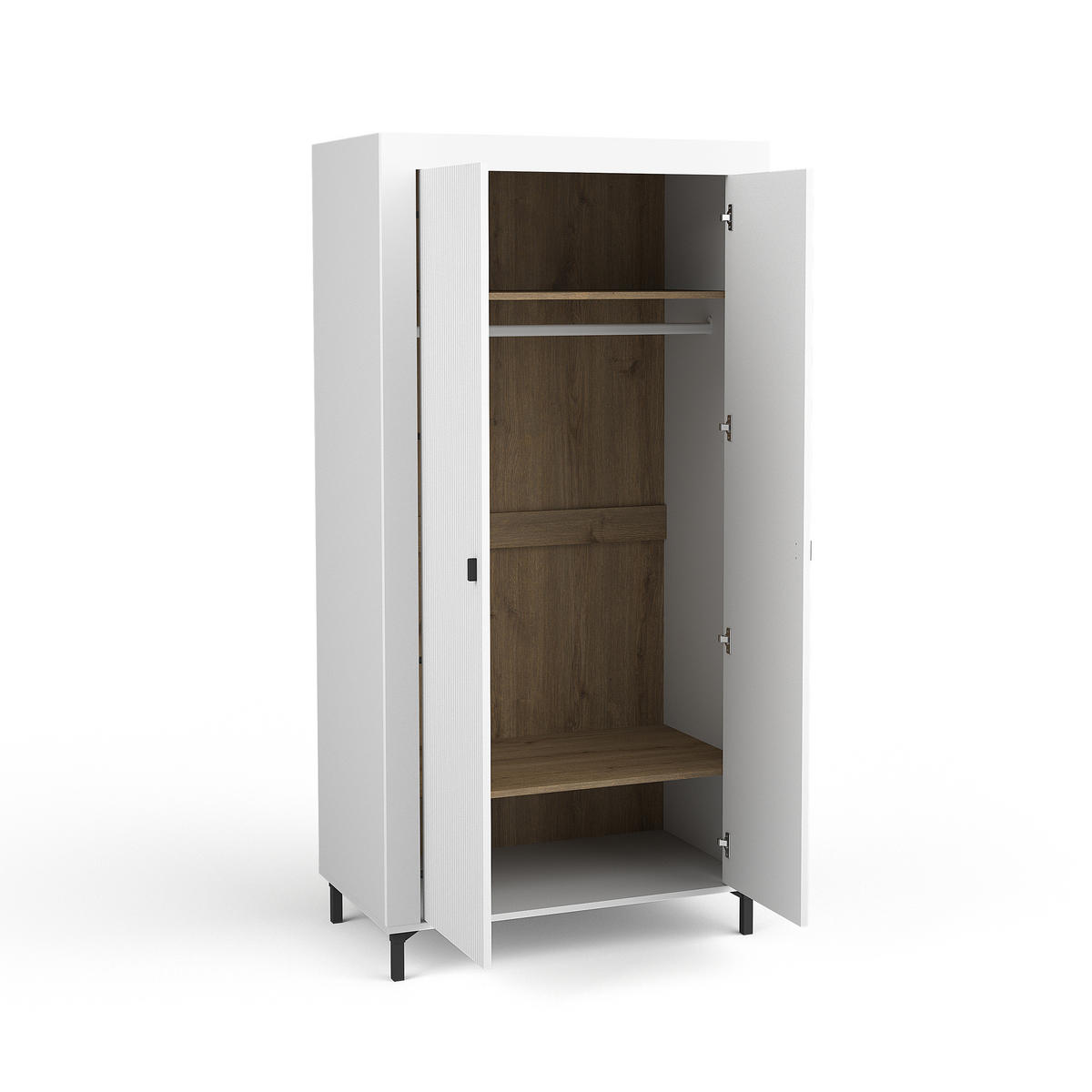 DREHTÜRENSCHRANK Monta mit 2 Türen, Weiß - Weiß, Holzwerkstoff (97/194/56cm) - Beautysofa