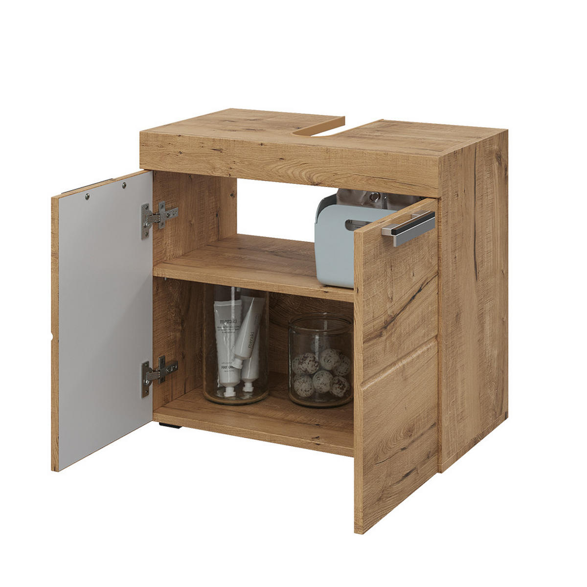 WASCHBECKENUNTERSCHRANK Luna Eiche Wotan 60 x 56 cm - Eiche Wotan, Holzwerkstoff (60/56/34cm) - Vicco