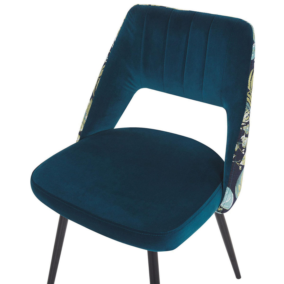 ESSZIMMERSTUHL 2er-Set Samtstoff Blau Ansley - Blau, Textil/Metall (50/79/43cm) - Beliani