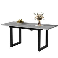 ESSTISCH ausziehbar 140/180 x 80 x 75 cm MDF Grau/Schwarz - Grau, Metall (180/80/75cm) - Meubliv