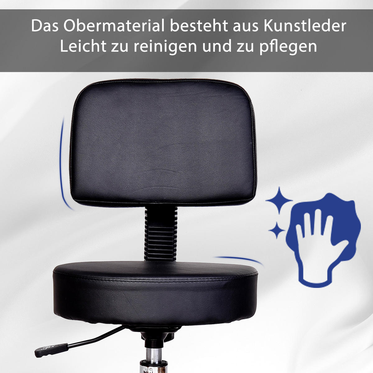 ROLLHOCKER Arbeitsstuhl Kosmetikstuhl Drehstuhl Hocker Profi Salon Stuhl Schwarz - Schwarz, Kunststoff (35/84/35cm) - HOMCOM