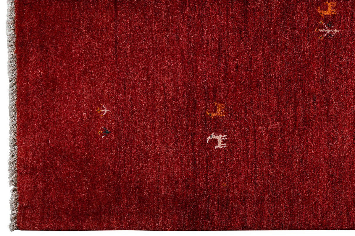 GABBEH-TEPPICH handgeknüpft Rot 193/150 cm Schurwolle - Rot, Textil (150/193cm) - Looma