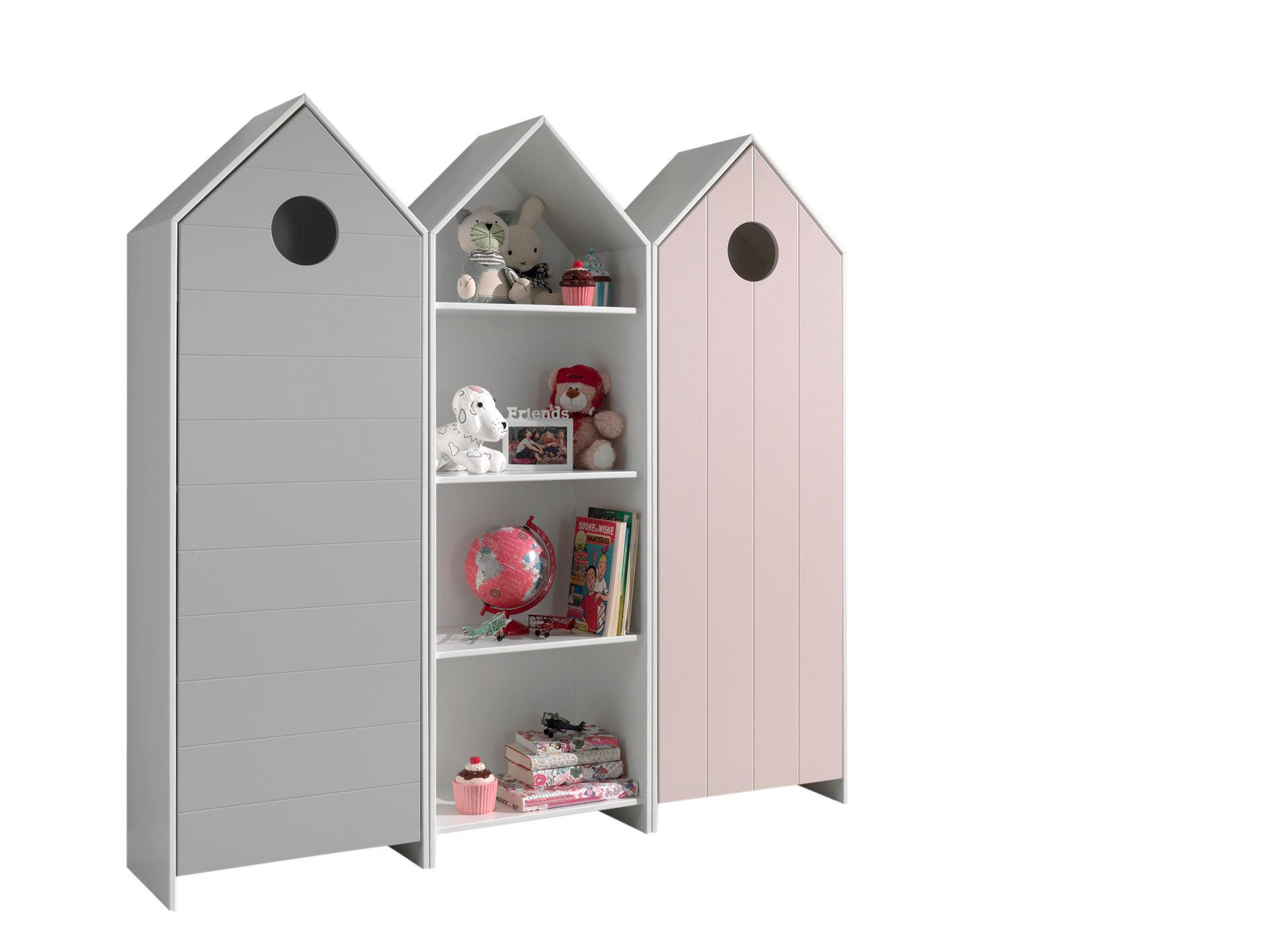 REGALSCHRANK Set Kania mit Standregal MDF+Holzwerkstoff Grau + Rosa - Pink/Weiß, Holzwerkstoff (173/171/37cm) - 58aufmkessel