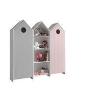 REGALSCHRANK Set Kania mit Standregal MDF+Holzwerkstoff Grau + Rosa - Pink/Weiß, Holzwerkstoff (173/171/37cm) - 58aufmkessel