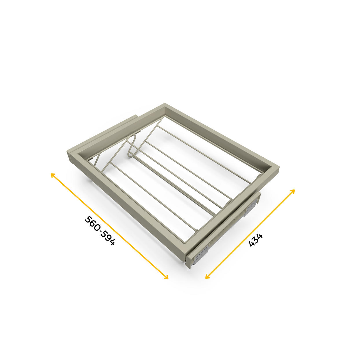 SCHUH-REGAL aus Metall und Gleitrahmen mit Dämpfung für Kleiderschrank, verstellbar, Modul 600mm, Steingrau - Grau, Metall (55/15/52.5cm) - EMUCA