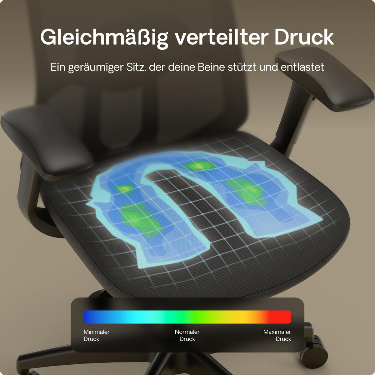 BÜROSTUHL Verstellbarer Ergonomischer SitOne Schwarz 4-Dimensional Armlehne, Integrierte 4-Wege-Lendenwirbelstütze - Schwarz, Kunststoff (60/125/68cm) - Desktronic