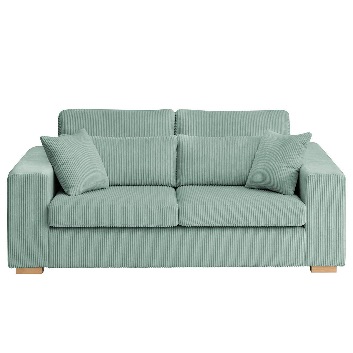 2,5-SITZER SOFA - Buchefarben/Hellblau, Holz/Buchenholz (194/85/104cm) - home24