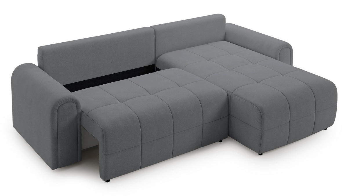ECKSOFA Simolla Grau rechts - Schwarz/Grau, Kunststoff/Textil (180/268cm) - Selsey