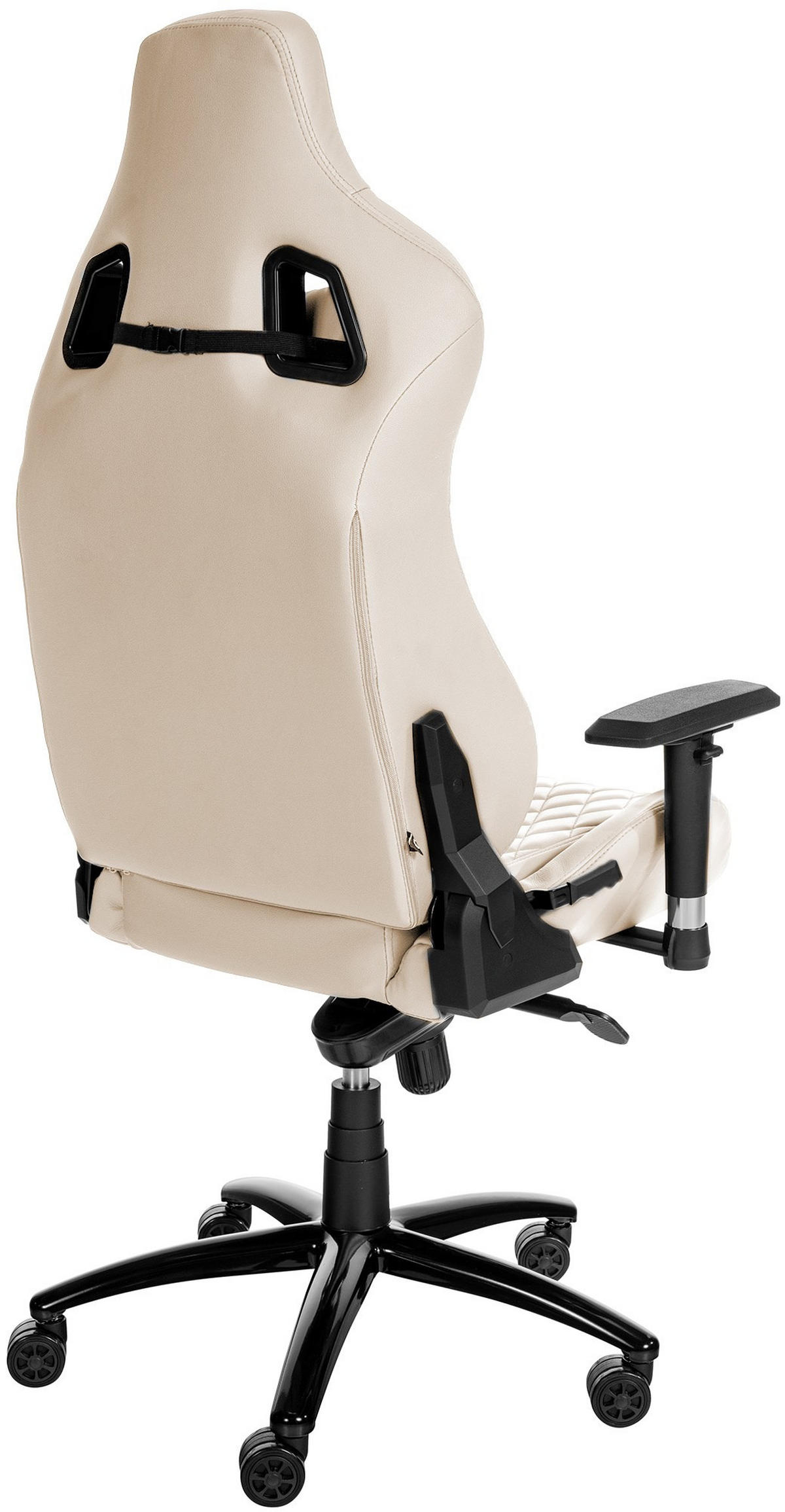 CHEFSESSEL Echtleder creme - Creme/Schwarz, Leder/Metall (70/129/64cm) - CLP