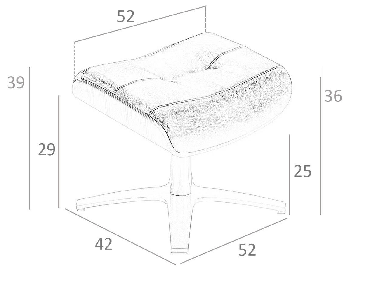 HOCKER Leder Braun , Grau 52 /42 /39 cm - Dunkelgrau/Braun, Leder (52/39/42cm) - ANGEL CERDA