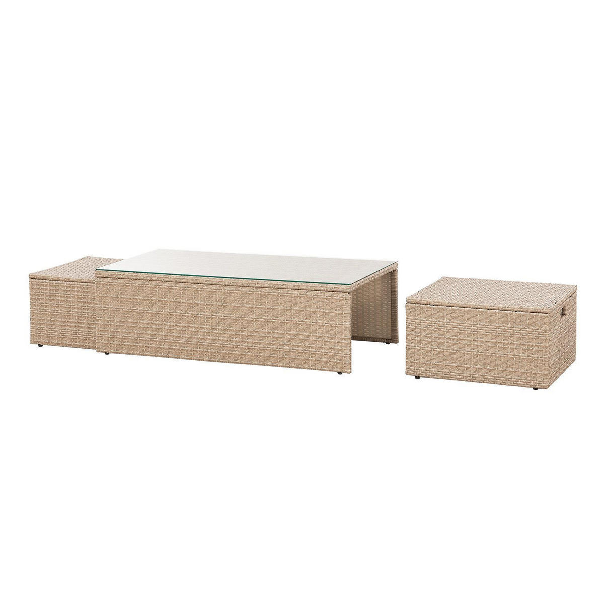 LOUNGEGARNITUR Salou inkl. Abdeckung beige - Beige, Kunststoff - Juskys