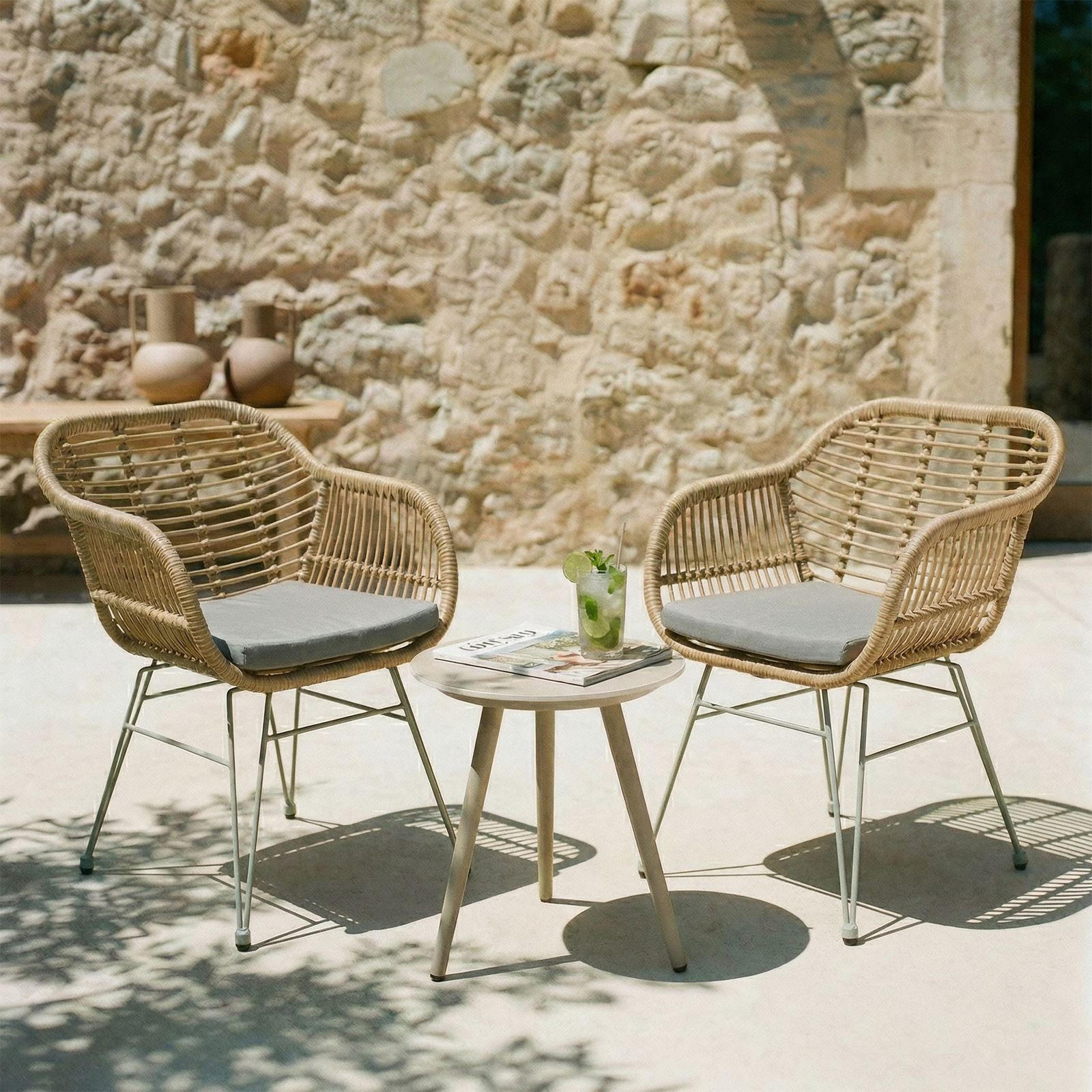 GARTENSTUHL PARAMO 2ER-SET - Braun, Textil/Metall (56/82/60cm) - IDIMEX