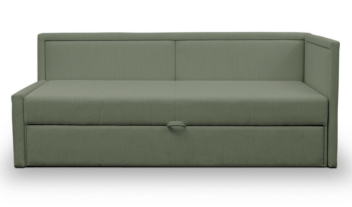 JUGENDBETT Caprili Salbeigrün ausziehbar für 2 Personen - Schwarz/Hellgrün, Holz/Textil (82/189cm) - Selsey