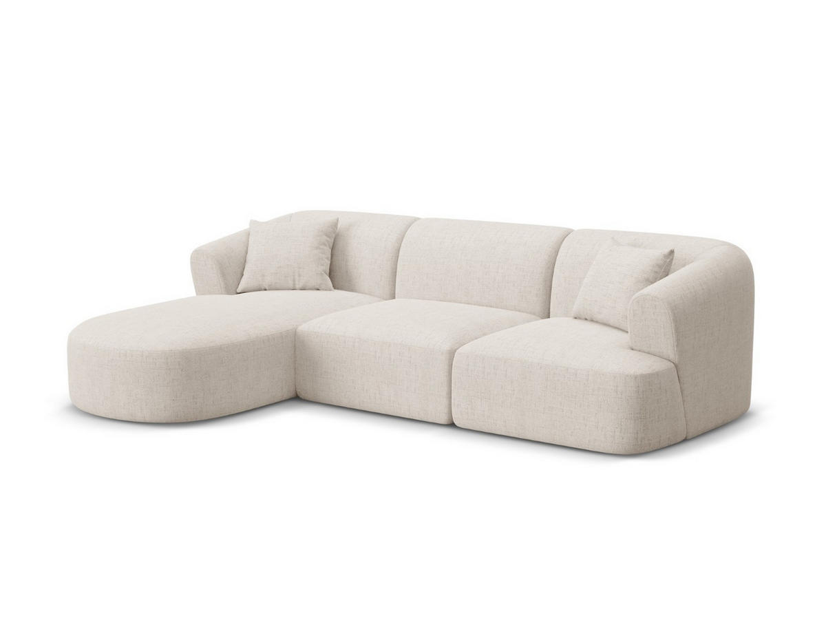 MODULARES-ECKSOFA links Campi aus strukturiertem Stoff leichtes beige 4 Sitzplätze - Creme, Textil (156/256cm) - Cosmopolitan Design