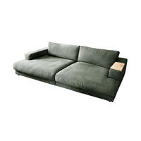 BIG SOFA MIT TABLETT MADELINE Grün Webstoff - Schwarz/Olivgrün, Kunststoff/Textil (290/85/170cm) - KAWOLA