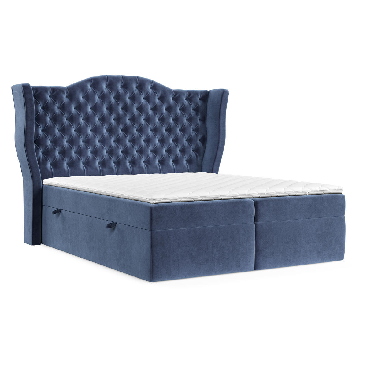BOXBETT Royal Dunkelblau 200/200 cm im Samtstoff - Schwarz/Dunkelblau, Holz/Holzwerkstoff (200/200cm) - Maison de Reve