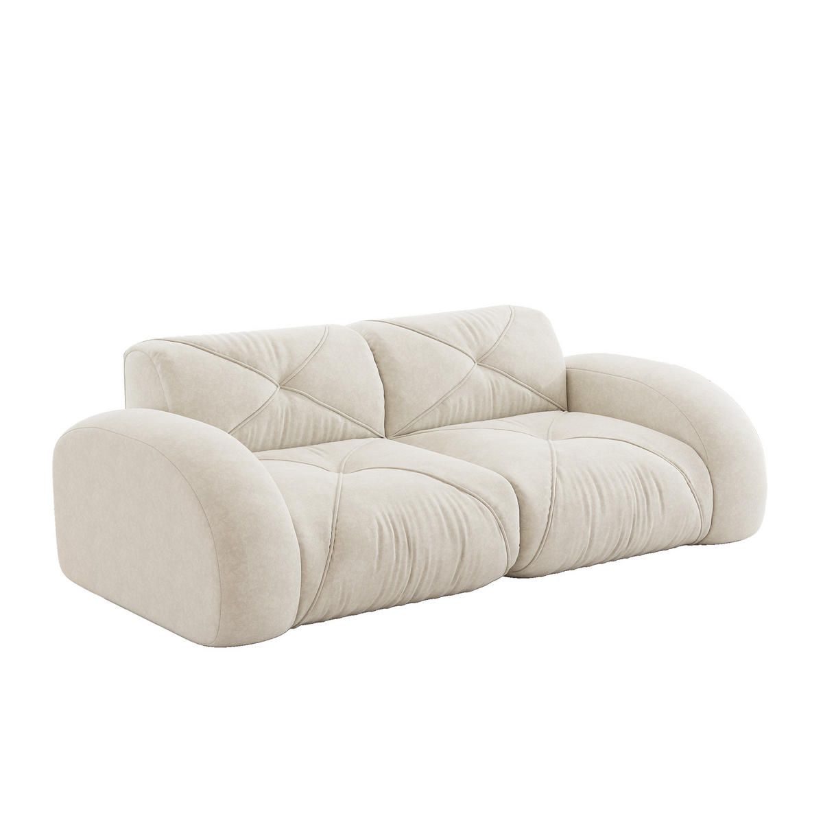 2-SITZER-MODULSOFA rahmenlos mit 32D-Schaumstoff und Chenille-Bezug, Weiß - Weiß, Textil (204/76/95cm) - Redom