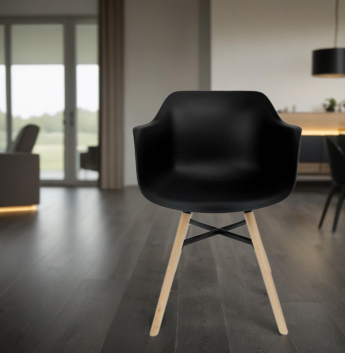 ESSZIMMERSTUHL Polypropylen Skandinavisch Hochbelastbar, Schwarz 81x57x56,5 cm - Beige/Schwarz, Kunststoff/Buchenholz (57/57/57cm) - KADIMA DESIGN