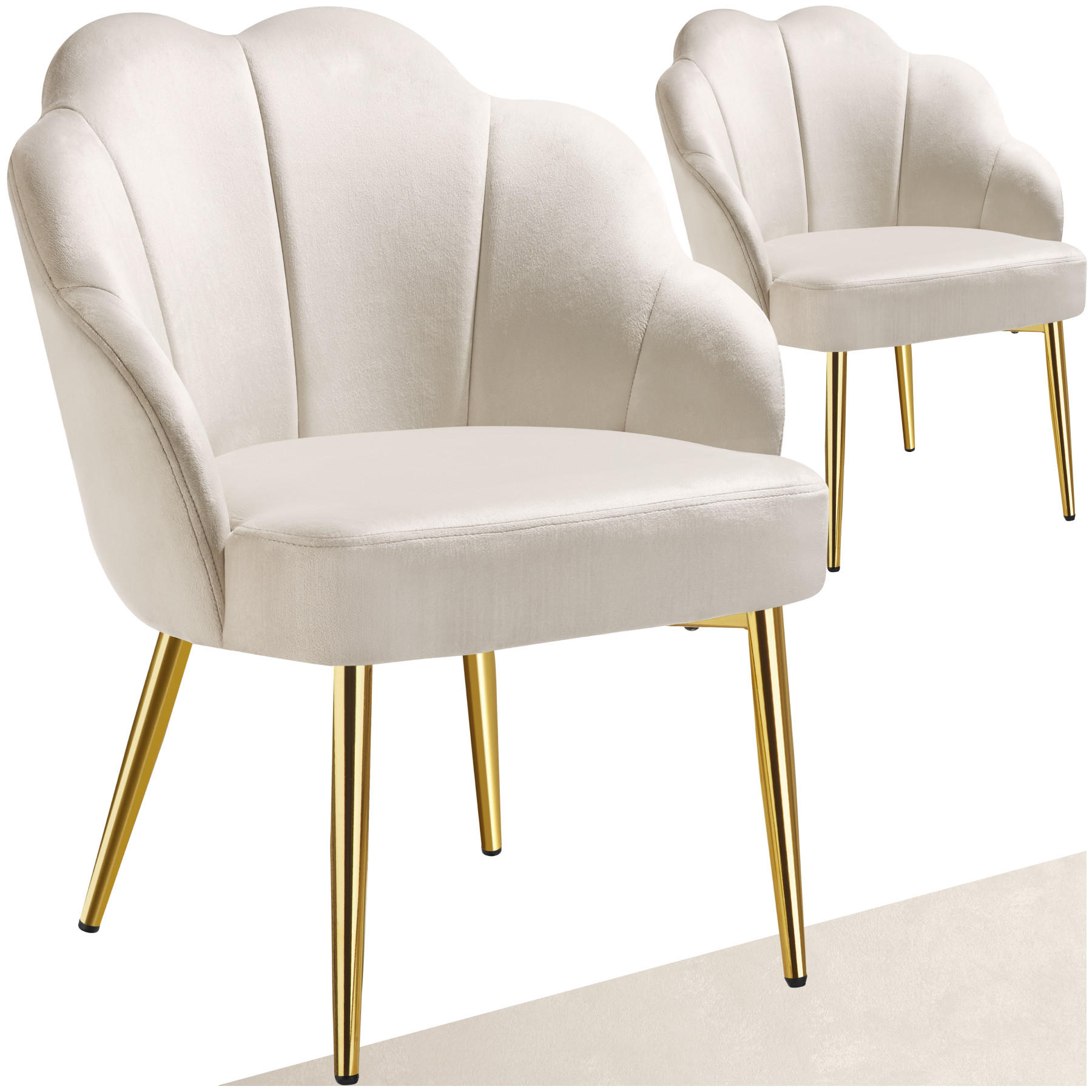 COCKTAILSESSEL 2er Set Hellen 66 x 62 x 80 5 cm creme/gold - Goldfarben/Creme, Textil (66/80.5/62cm) - tectake