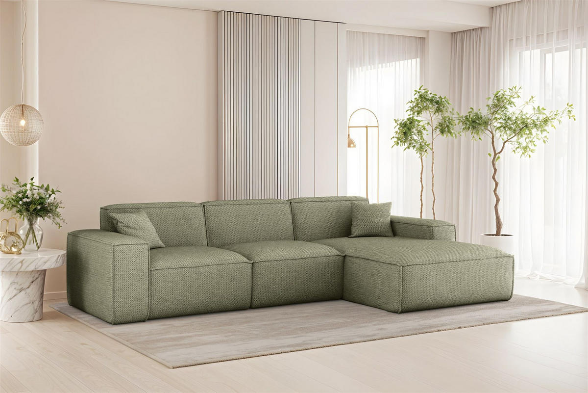 ECKSOFA Celes Premium In Artico - Grün, Holzwerkstoff/Textil (266/165cm) - Fun Möbel