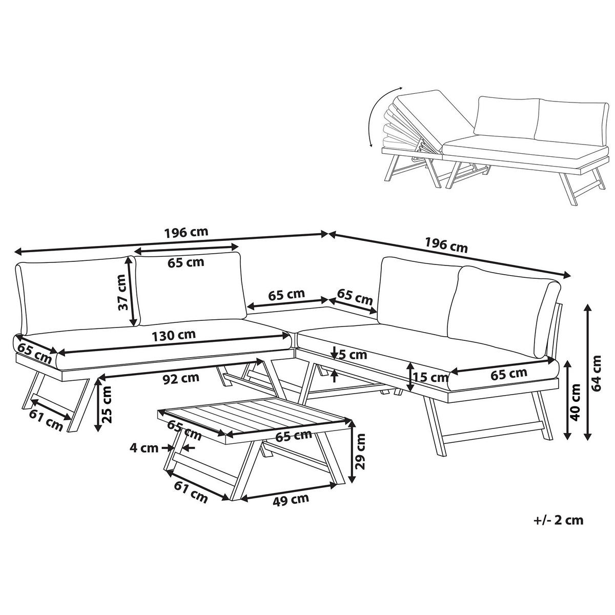 LOUNGE-SET 5-Sitzer Grün Coccorino - Weiß/Grün, Metall - Beliani