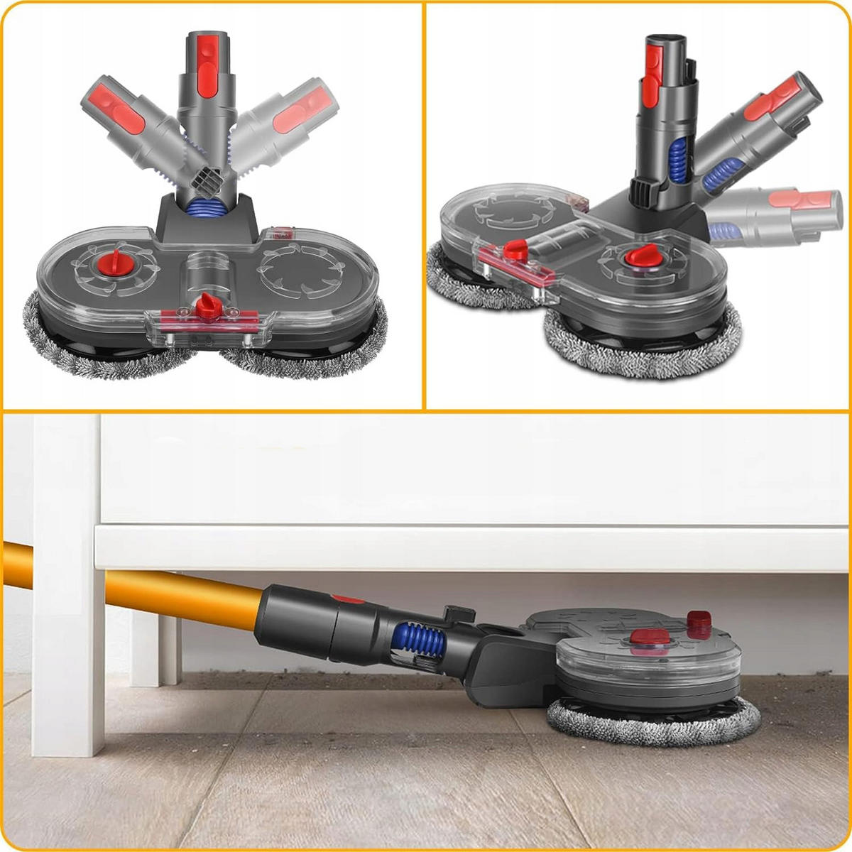 MOPPBÜRSTE V7 V8 V10 V11 V15 Set, 2 Mikrofaser-Pads, 160 U/min, Nass- und Trockenwischen, waschbar 60 °C - Multicolor, Kunststoff/Metall (10/10/10cm)