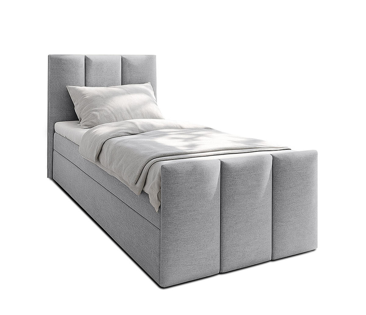 BOXBETT LEVENTE 80x200 cm mit Bettkasten und Matratze - Grau - Schwarz/Grau, Holz/Holzwerkstoff (80/200cm) - AX Living