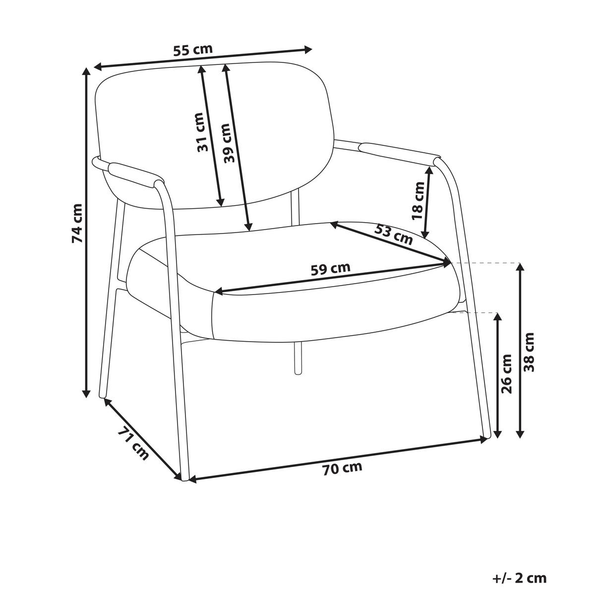 SESSEL Schwarz Ausvika - Schwarz/Weiß, Textil (70/74/71cm) - Beliani