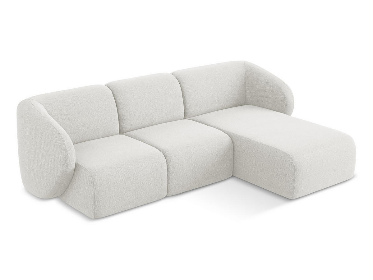 ECKSOFA Rechts Bouclé Stoff Weiß - Schwarz/Weiß, Holzwerkstoff/Kunststoff (248/166cm) - Makamii