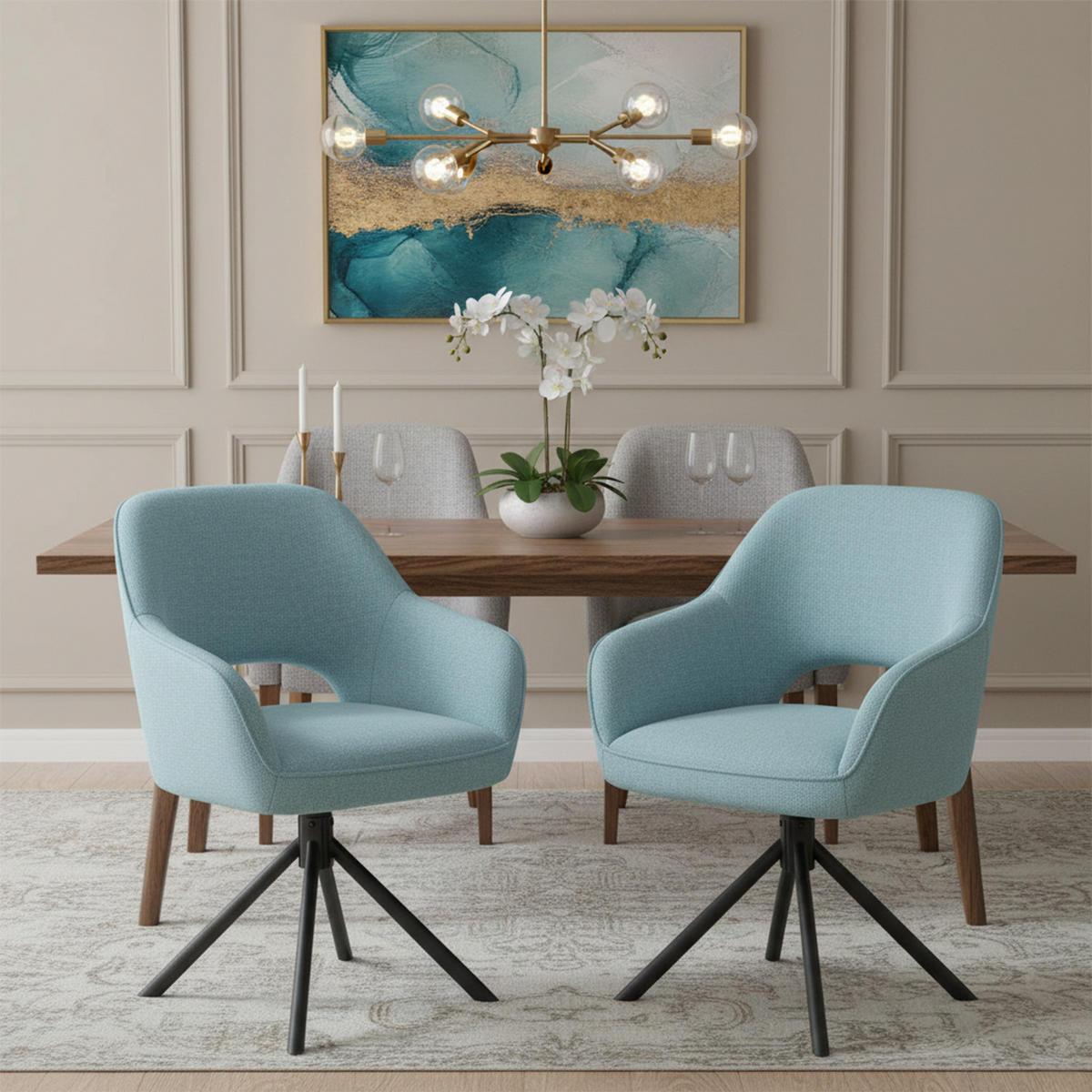 DREHSTUHL Mika-Ben - Schwarz/Hellblau, Textil/Metall (60/87/65cm) - DUBI Möbel