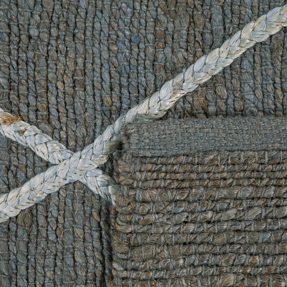 JUTETEPPICH handgewebt wendbar, mit Rautenmuster, Anthrazit, 160 x 230 cm - Anthrazit, Textil (160/230cm) - KADIMA DESIGN