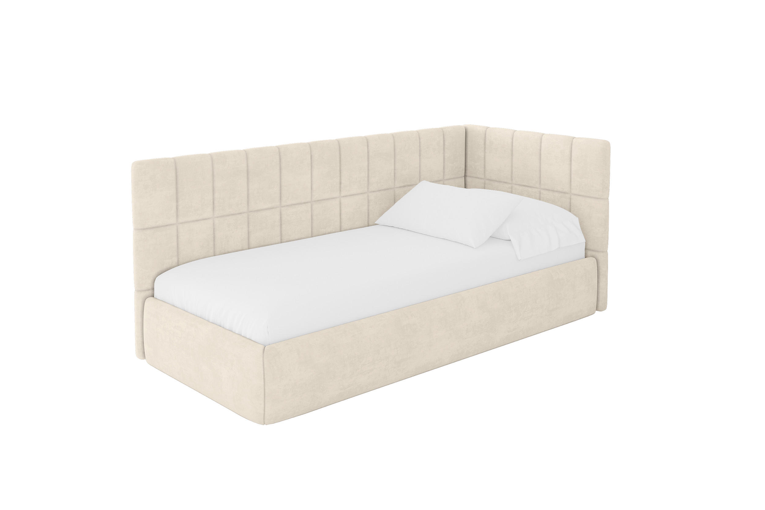 ALTDECOR JEDNOLŮŽKOVÁ POSTEL pro mládež s úložným prostorem a matrací H3/H4, vlevo - TULY 90x200 béžová