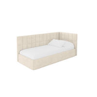 EINZELLBETT Jugendbett mit Bettkasten, Links - TULY 90x200 Beige - Beige, Holzwerkstoff/Textil (90/200cm) - ALTDECOR
