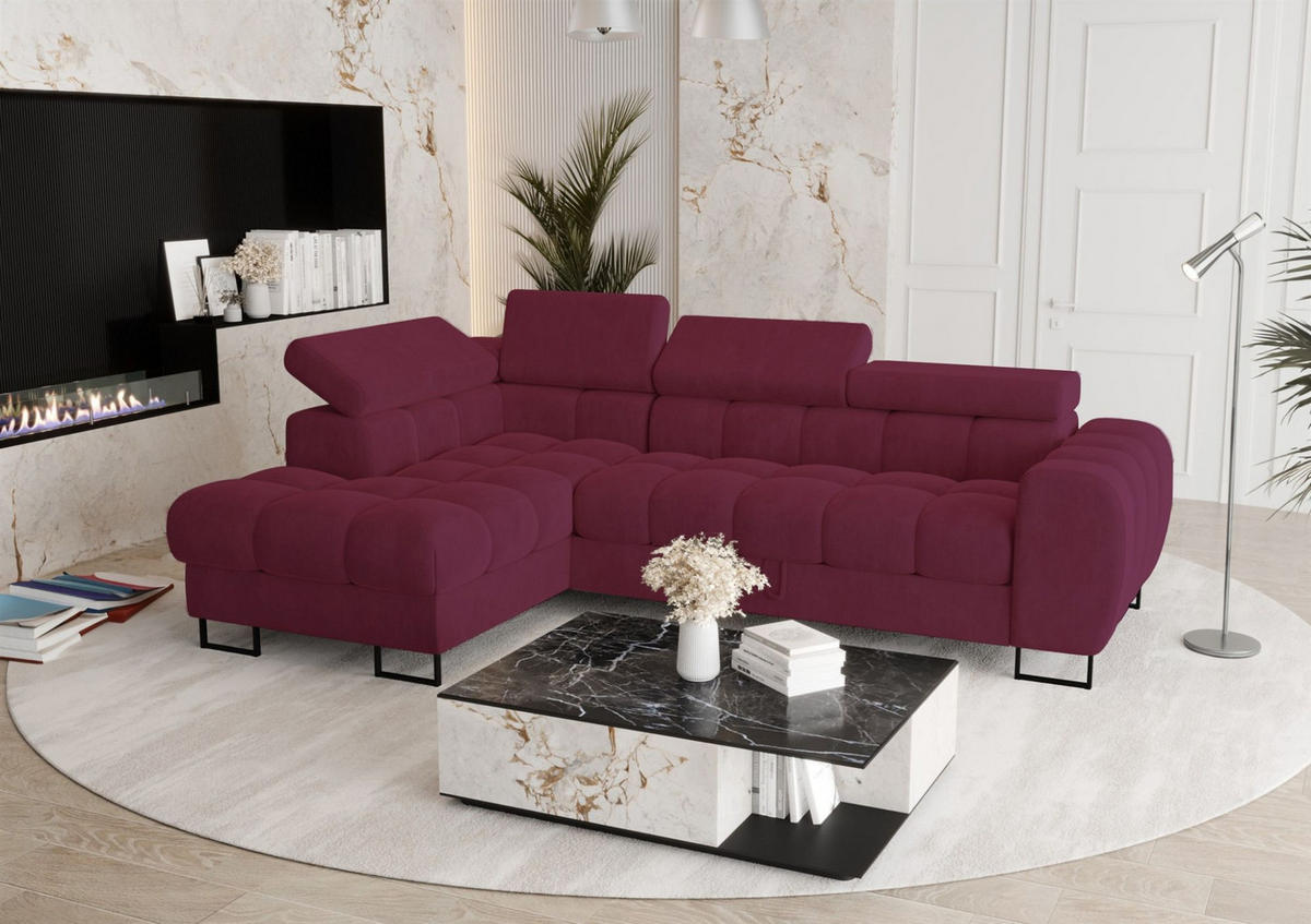ECKSOFA Bastien Mit Schlaffunktion - Bordeaux, Holzwerkstoff/Textil (170/260cm) - Fun Möbel