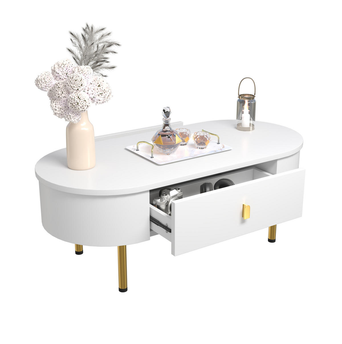 KLUBSKA miza, 108/50/40 cm bela, MDF z 2 predaloma - bela, leseni material (108/50/40cm) - BEAOK