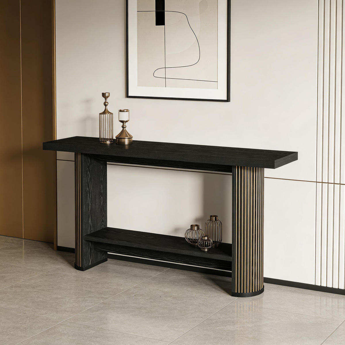 KONSOLENTISCH Black 140/30/80 cm - Schwarz, Holz (30/140/80cm) - PANGIVO