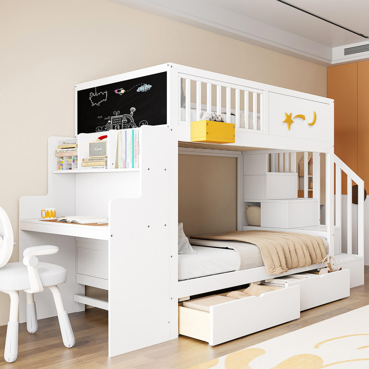 ETAGENBETT 90/200 cm Weiß - Weiß, Holz - Raumix