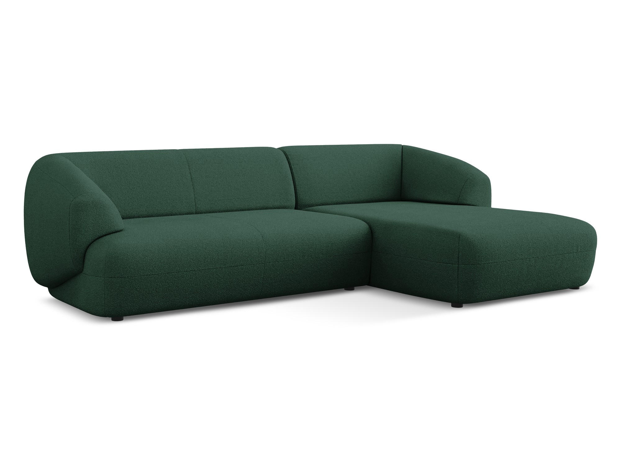 ECKSOFA Rechts Bouclé Stoff Grün - Dunkelgrün/Schwarz, Kunststoff/Textil (280/156cm) - Makamii