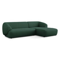 ECKSOFA Rechts Bouclé Stoff Grün - Dunkelgrün/Schwarz, Kunststoff/Textil (280/156cm) - Makamii