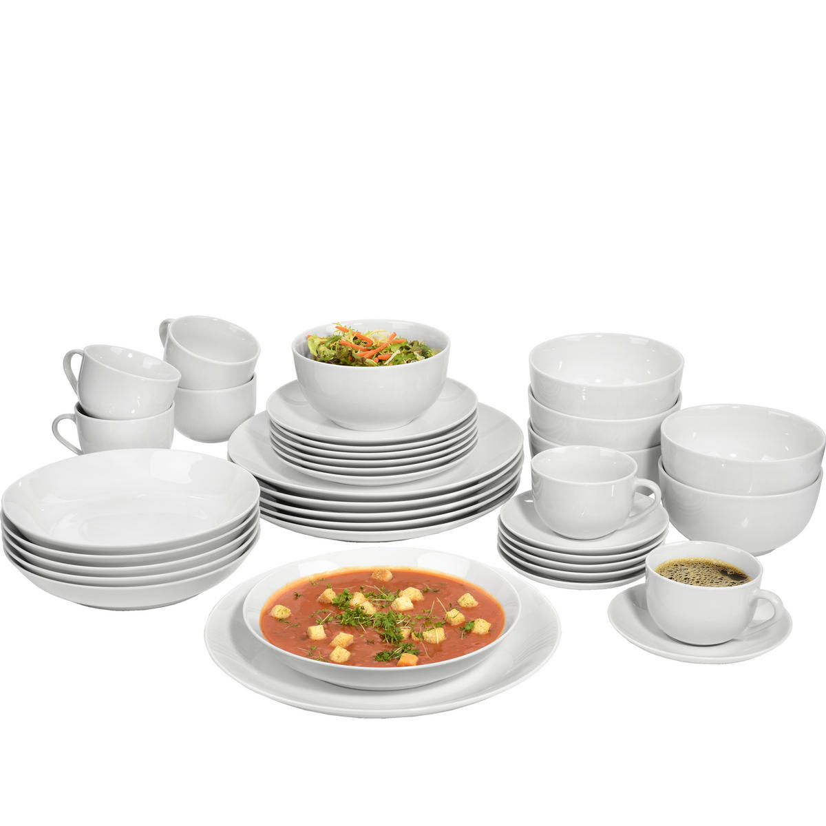 KOMBISERVICE NEW PORT - 36 teilig aus Porzellan - Weiß, Keramik (35/34/46.5cm) - Sänger