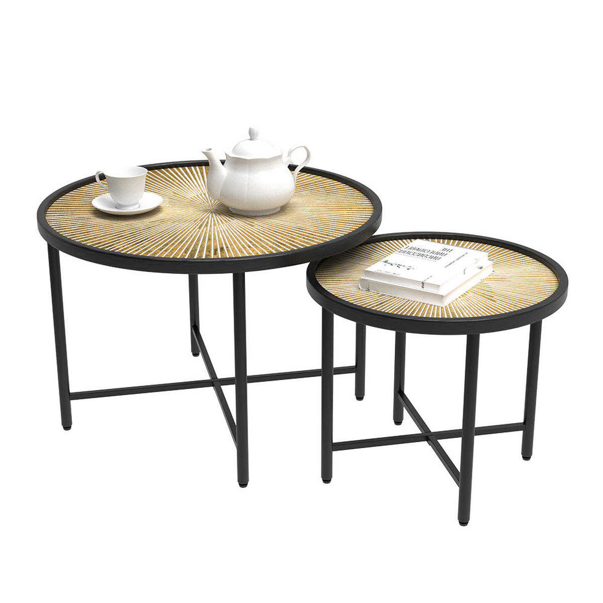 BEISTELLTISCH-SET Winnipeg Holz 62 x 62 cm 2 Teile - Schwarz/Sonoma Eiche, Holzwerkstoff (62/62/44.5cm) - Vicco