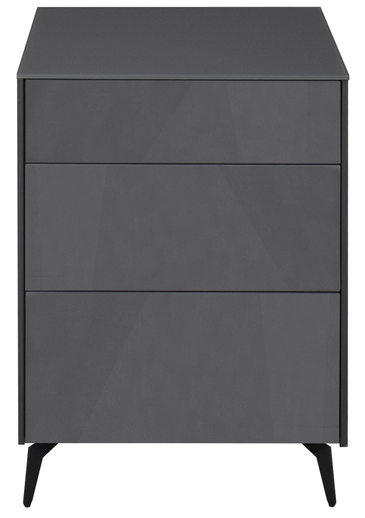 KOMMODE Elfi 52x42x78 Hochglanz Anthrazit/Glas Anthrazit - Anthrazit, Holzwerkstoff (52/78/42cm) - 58aufmkessel