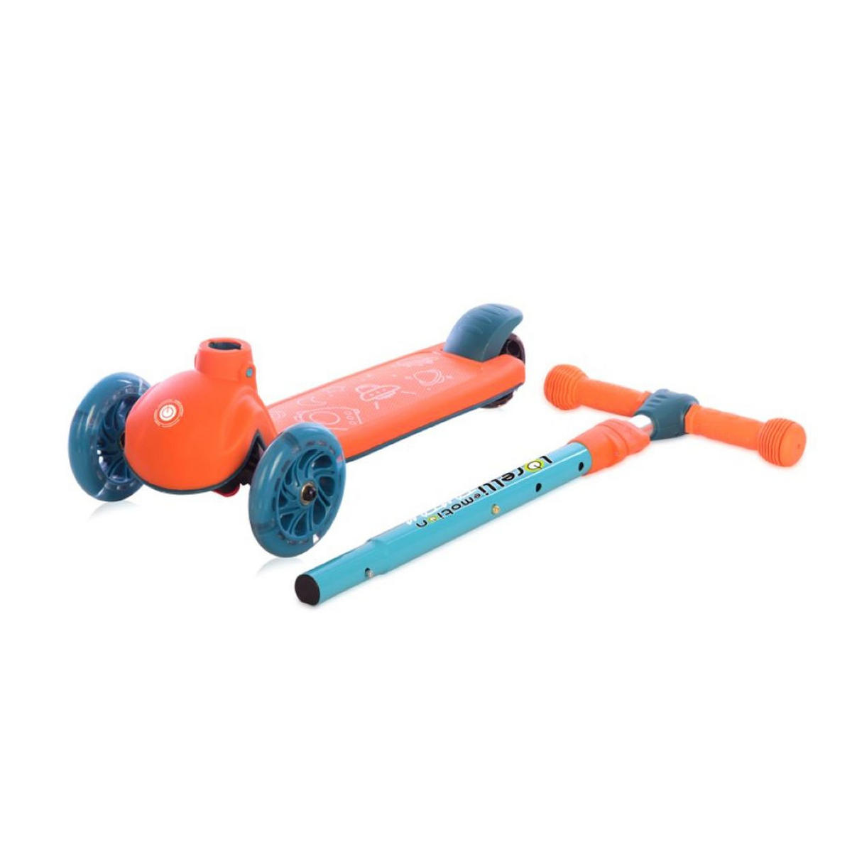 KINDERROLLER Tamtam 3 Räder orange höhenverstellbar, Leuchträder, Fußbremse - Orange, Metall (52/26/77cm) - Lorelli