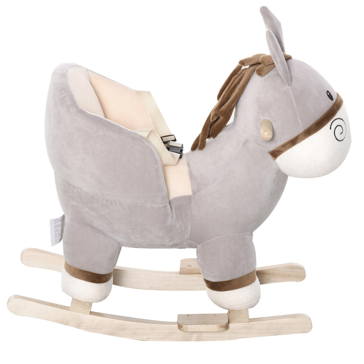 SCHAUKELPFERD DE-18228 mit Musikfunktion Grau - Grau, Holzwerkstoff (34/58/61cm) - ComfortXL