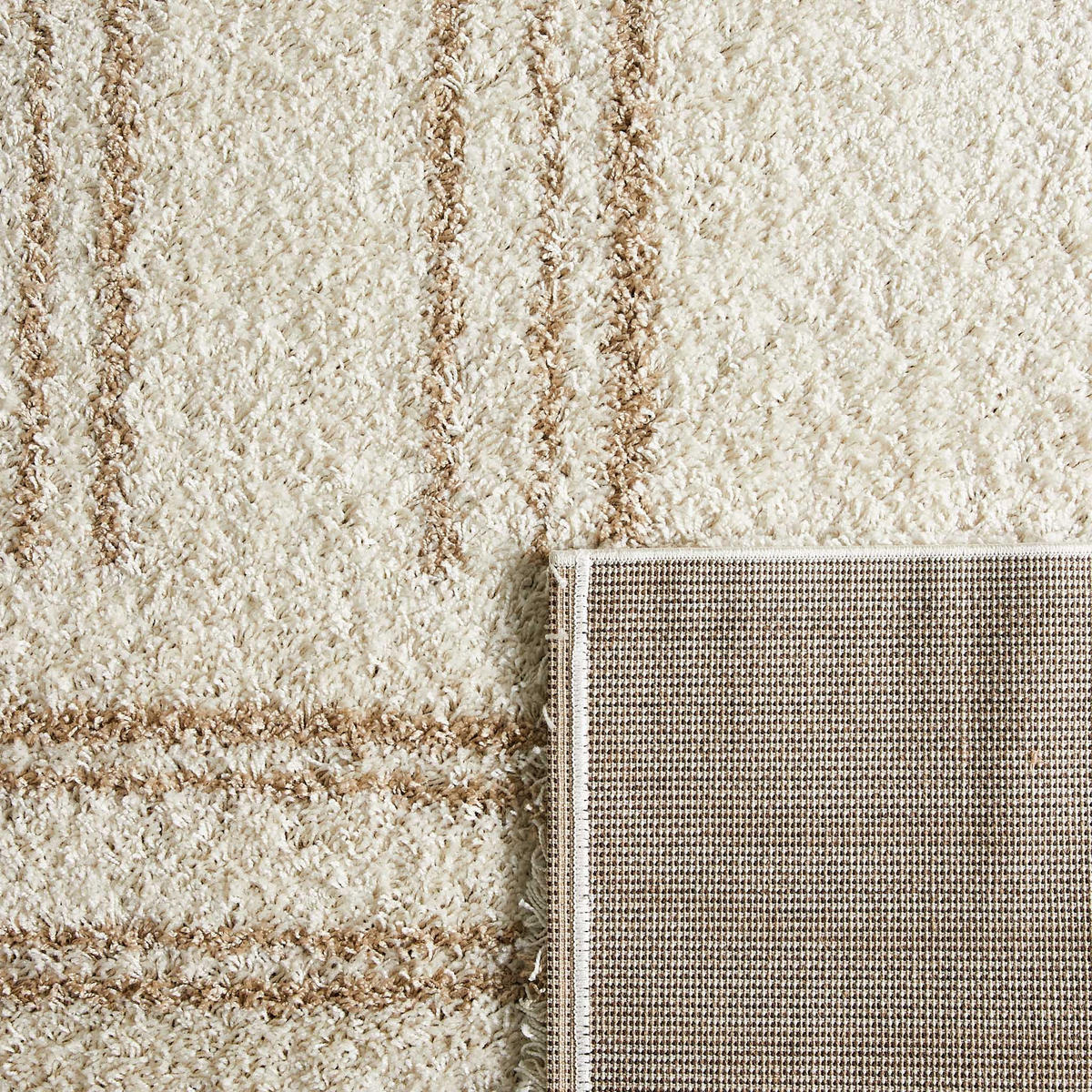 TEPPICH shaggy mit grafischem Muster in Beige Olympe 200x280 cm - Beige, Textil (200/280cm) - Nazar Rugs